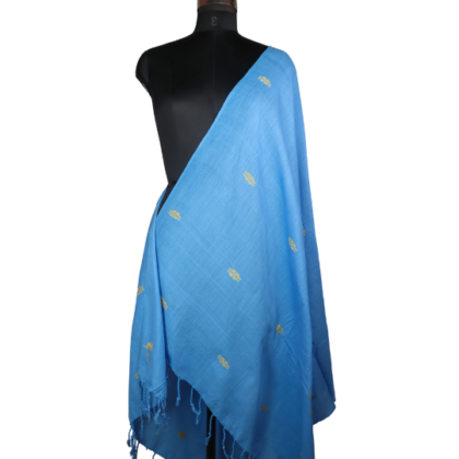 Cotton Dupatta Yellow Motifs in Blue