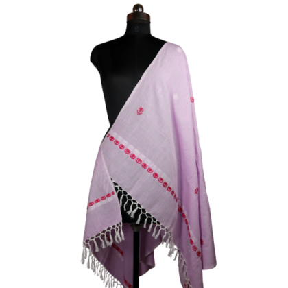 Cotton Dupatta Pink & White Motifs in Pink