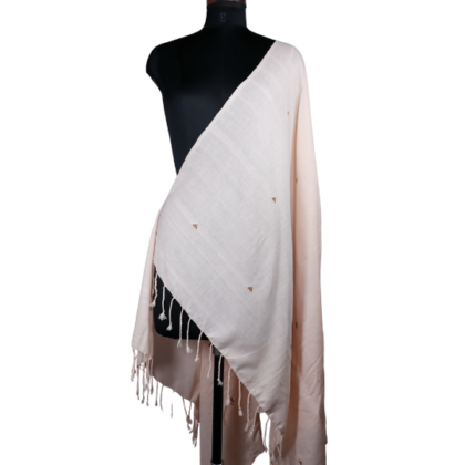 Cotton Dupatta Brown Motifs in White